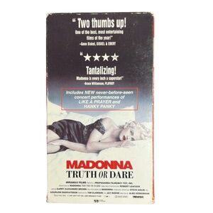 Vintage 1991 Madonna Truth Or Dare VHS Tape